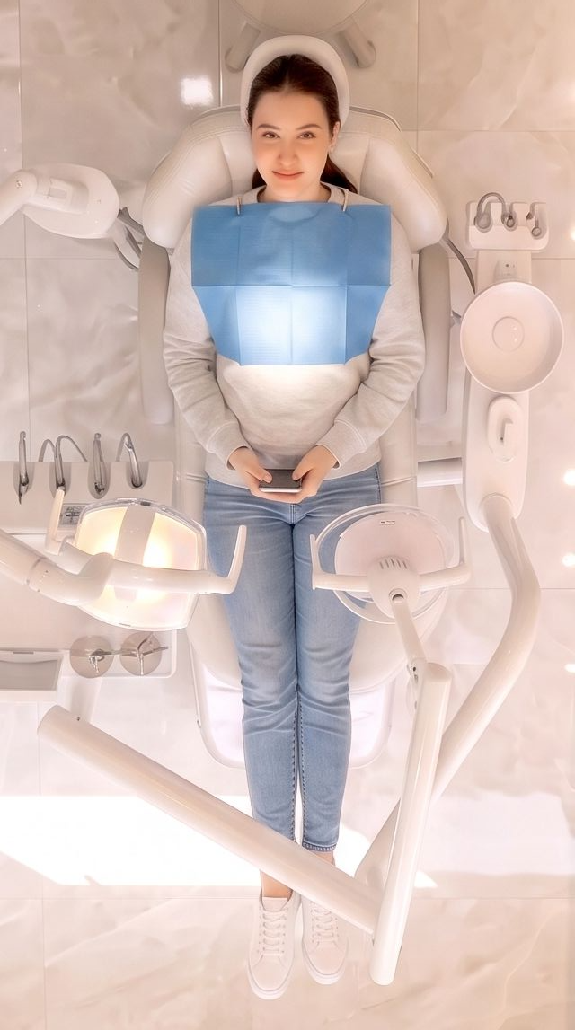 Paciente na cadeira odontológica